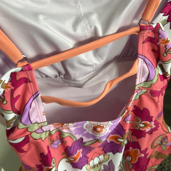 CUPSHE Pink Floral Square Neck Ladder Strap Back Tummy Control One Pc Sz M NEW - Picture 10 of 13